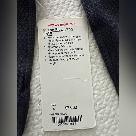 ✨NWT✨Lululemon: In The Flow Crop II *SE - Size 4 - Picture 5 of 8